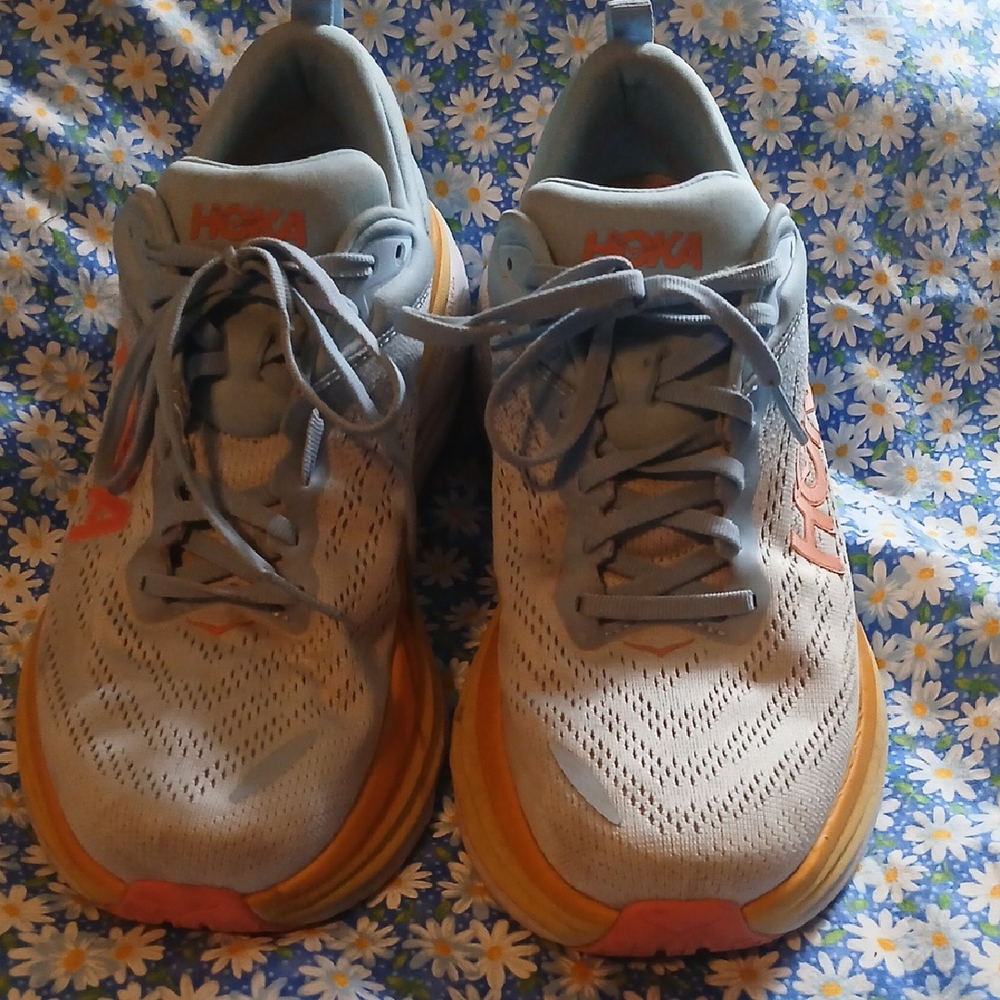 Hoka Gray and Orange Athletic Shoes for Ultimate Comfort